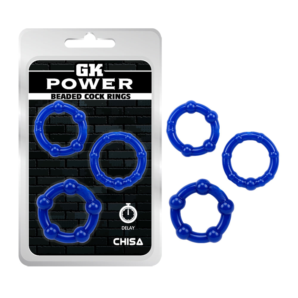 BEADED COCK RINGS BLUE