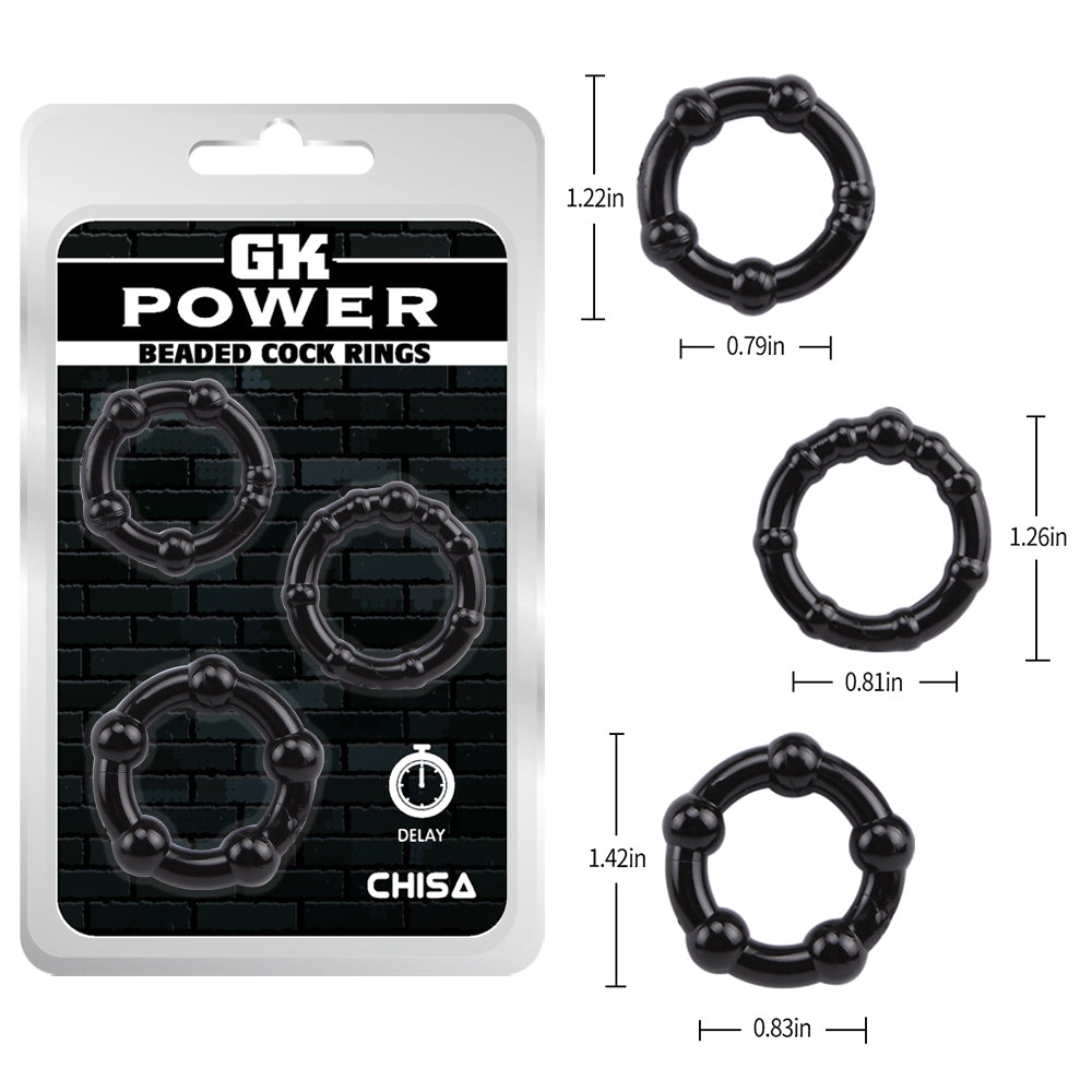 BEADED COCK RINGS BLACK