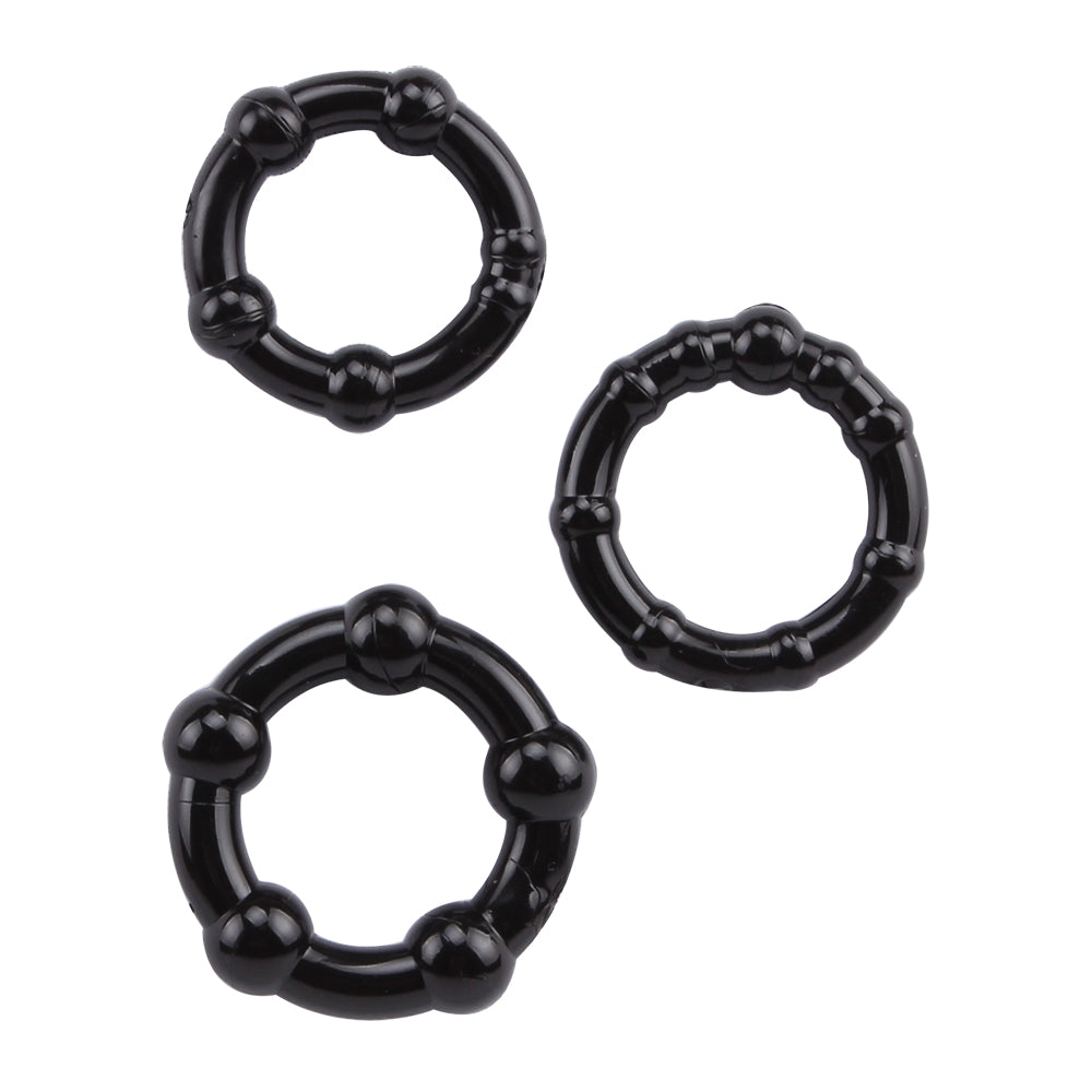BEADED COCK RINGS BLACK