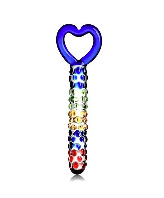 DILDO VIDRIO RAINBOW HEART